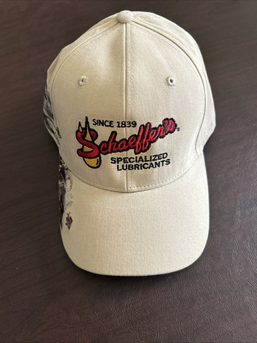 Dri-Duck Mens Tan Baseball Cap Schaeffers Logo Wildlife Embroidery Adjustable Co - Picture 3 of 9